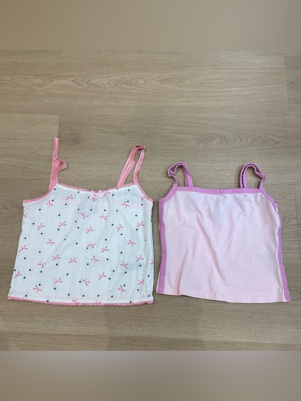 Edikted Girls Pink and White Bow Print Camisole Twin Pack